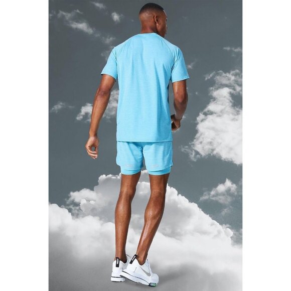 NWT Boohoo MAN ACTIVE GYM LIGHTWEIGHT T SHIRT SHORT SET Size L Color Light Blue - Picture 2 of 6